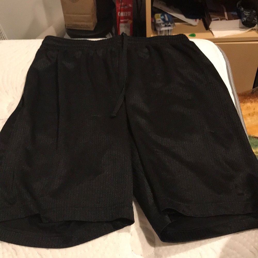 Black athletic drawstring shorts